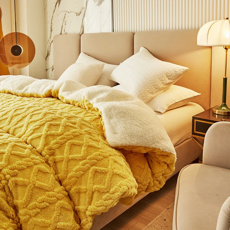 DecorBites™ Dual Use Cashmere Duvet Cover: Winter Warm Plush Blanket with Double-sided Fleece