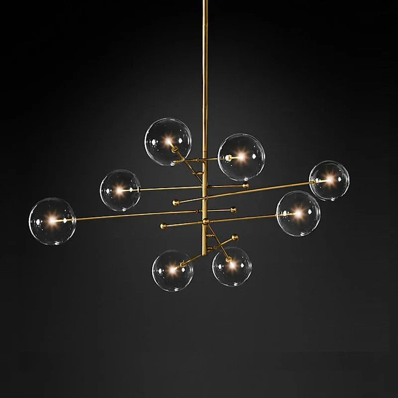 DecorBites™ Black Gold Glass LED Chandelier for Living Room Bedroom Restaurant
