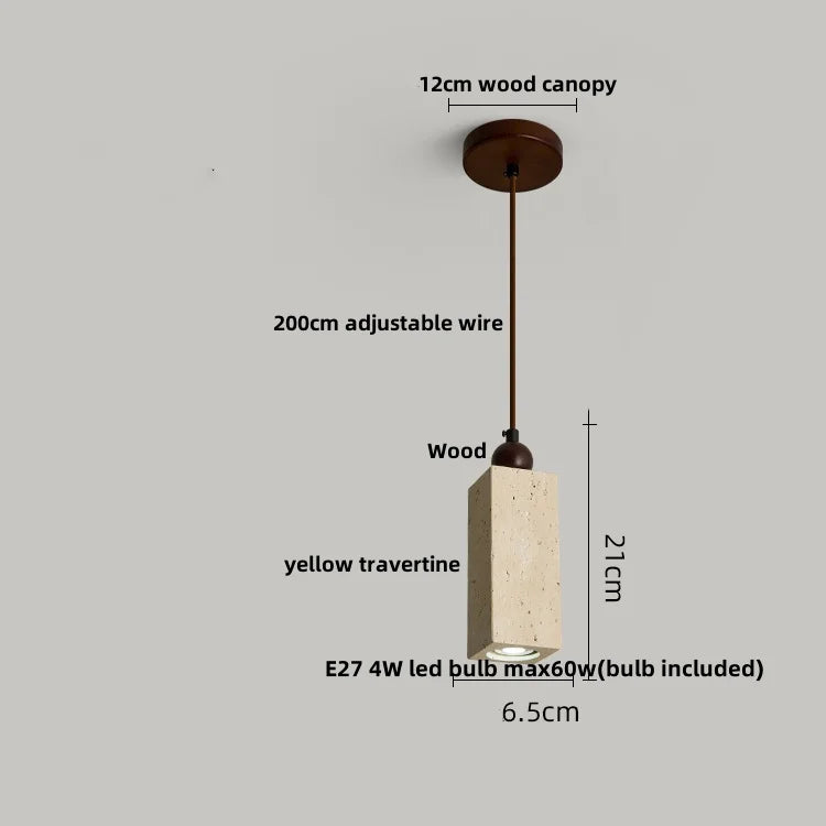 DecorBites™ Glass Ball LED Pendant Lamp for Coffee Living Dining Room with Natural Wood and Stone