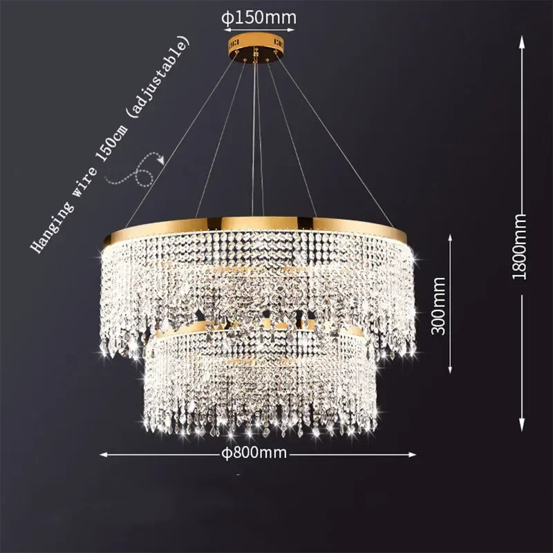 DecorBites™ Crystal Chandelier Luxury Pendant Light for Living Dining Room LED Fixture