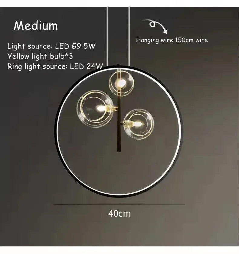 DecorBites™ Ball Bubble LED Chandelier: Modern Round Ring Pendant Light for Dining Room & Bar