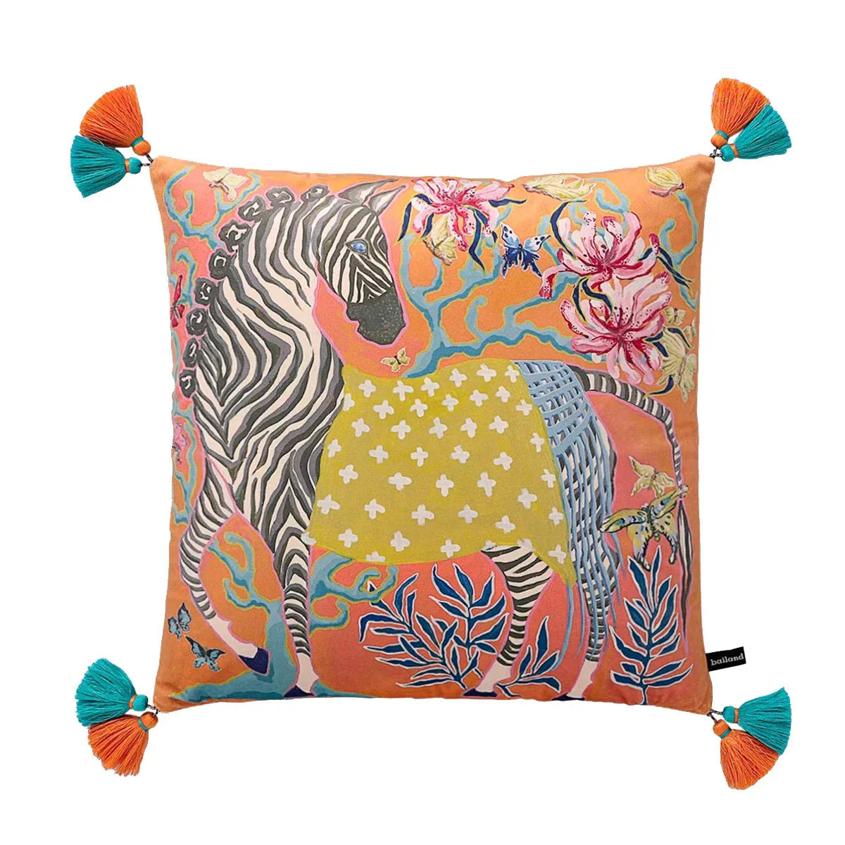 DecorBites™ Blue Lion Dog with Lemon Trees Lumbar Pillow Cover- GG Style Inspire