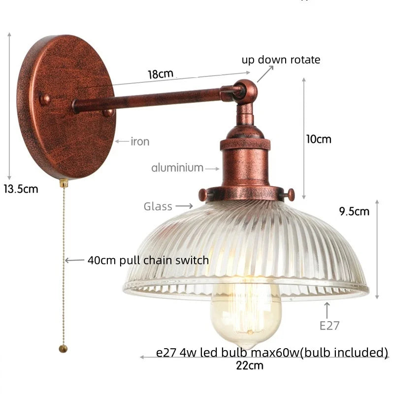 DecorBites™ Clear Glass LED Wall Sconce | Industrial Rural Stair Light Fixtures