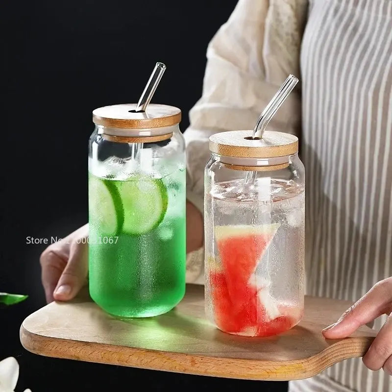 DecorBites™ Glass Straw Cup - Elegant Japanese Style Milk Coffee Tea Wedding Gift