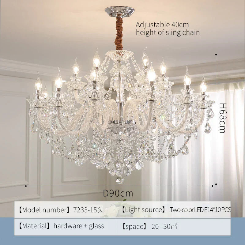 DecorBites™ Crystal Chandelier LED Candle K9 Crystal Lamp for Living Dining Bedroom Shop