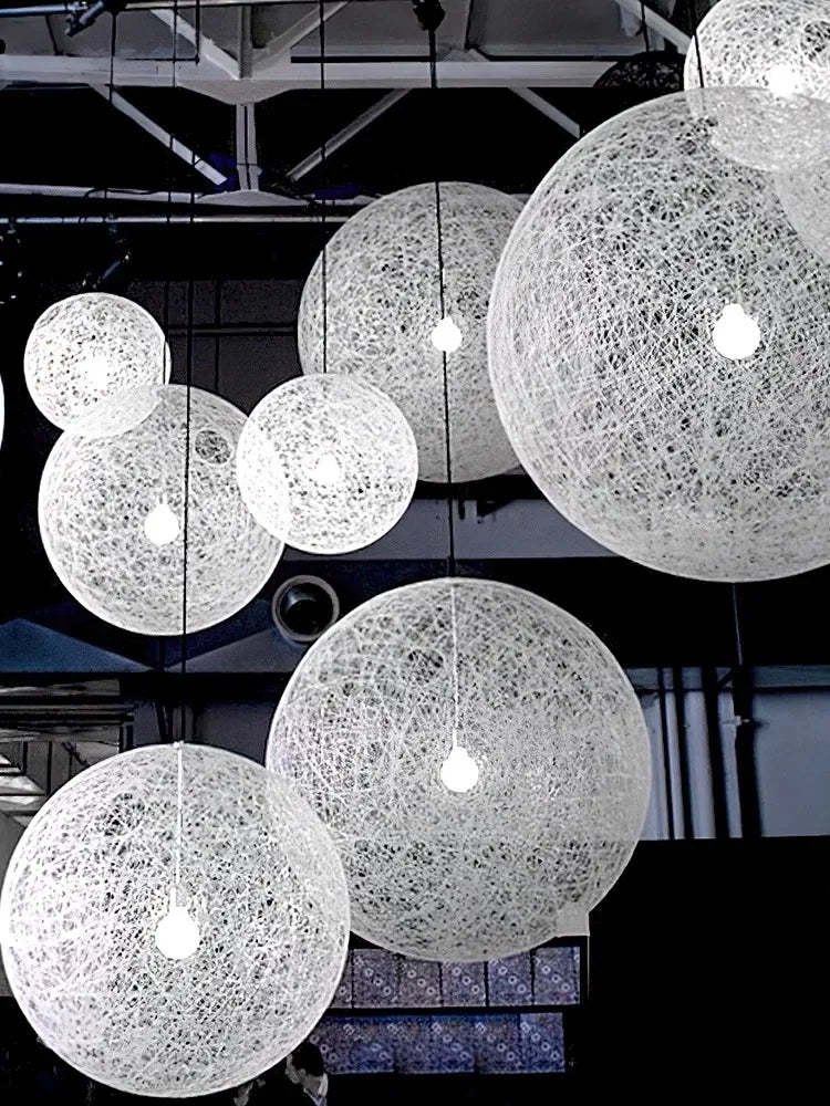 DecorBites™ Hemp Rattan Sphere Pendant Lights for Home Decor & Lighting