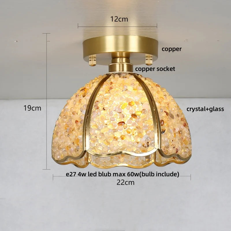 DecorBites™ Copper Canopy LED Ceiling Light Glass Crystal Nordic Modern Decor for Home