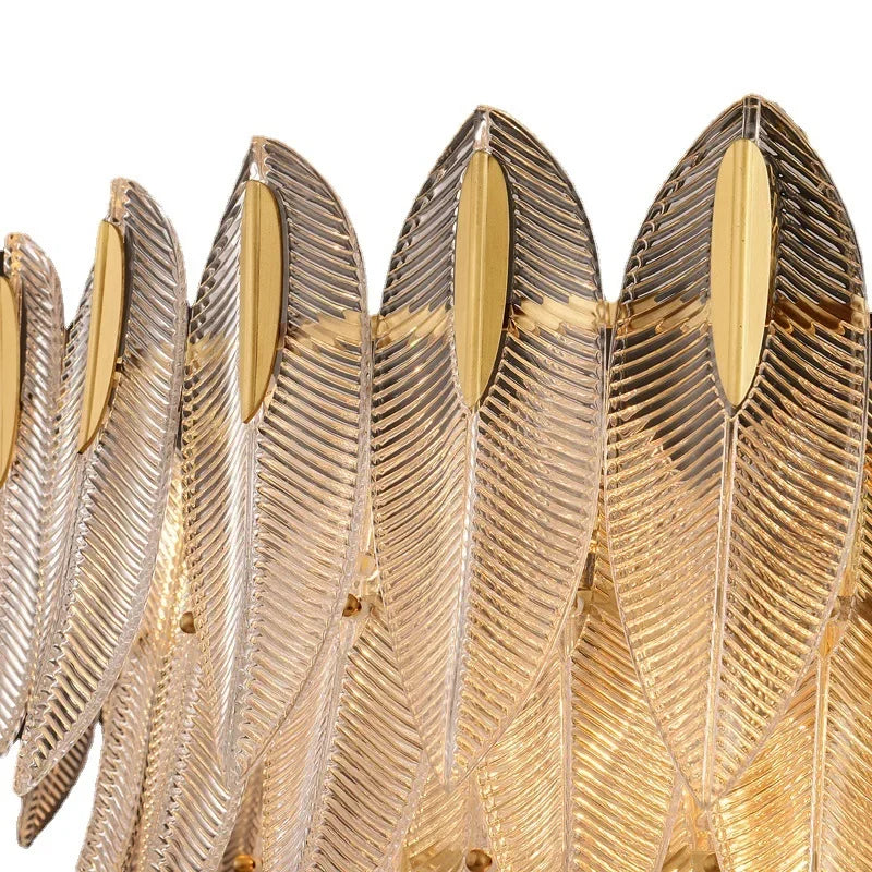 DecorBites™ Glass Leaf Luxury Chandelier LED Pendant Lights for Modern Living Room