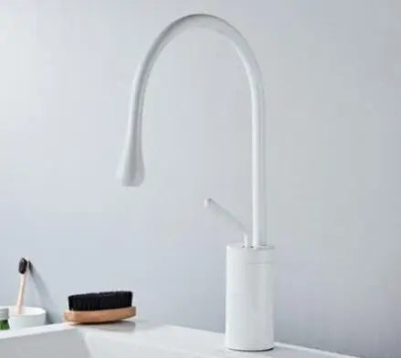 DecorBites™ Brushed Gold/Black/White Basin Faucet with Single Handle Swivel Sink Water Crane