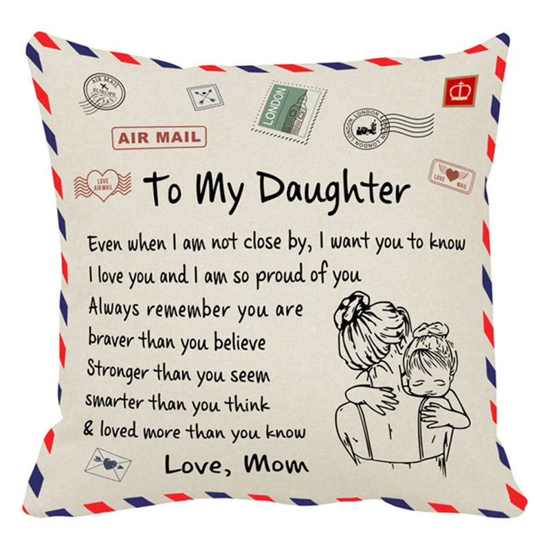 DecorBites™ Love Mom Cushion Cover 45x45cm - Family Anniversary Gift - Nordic Design