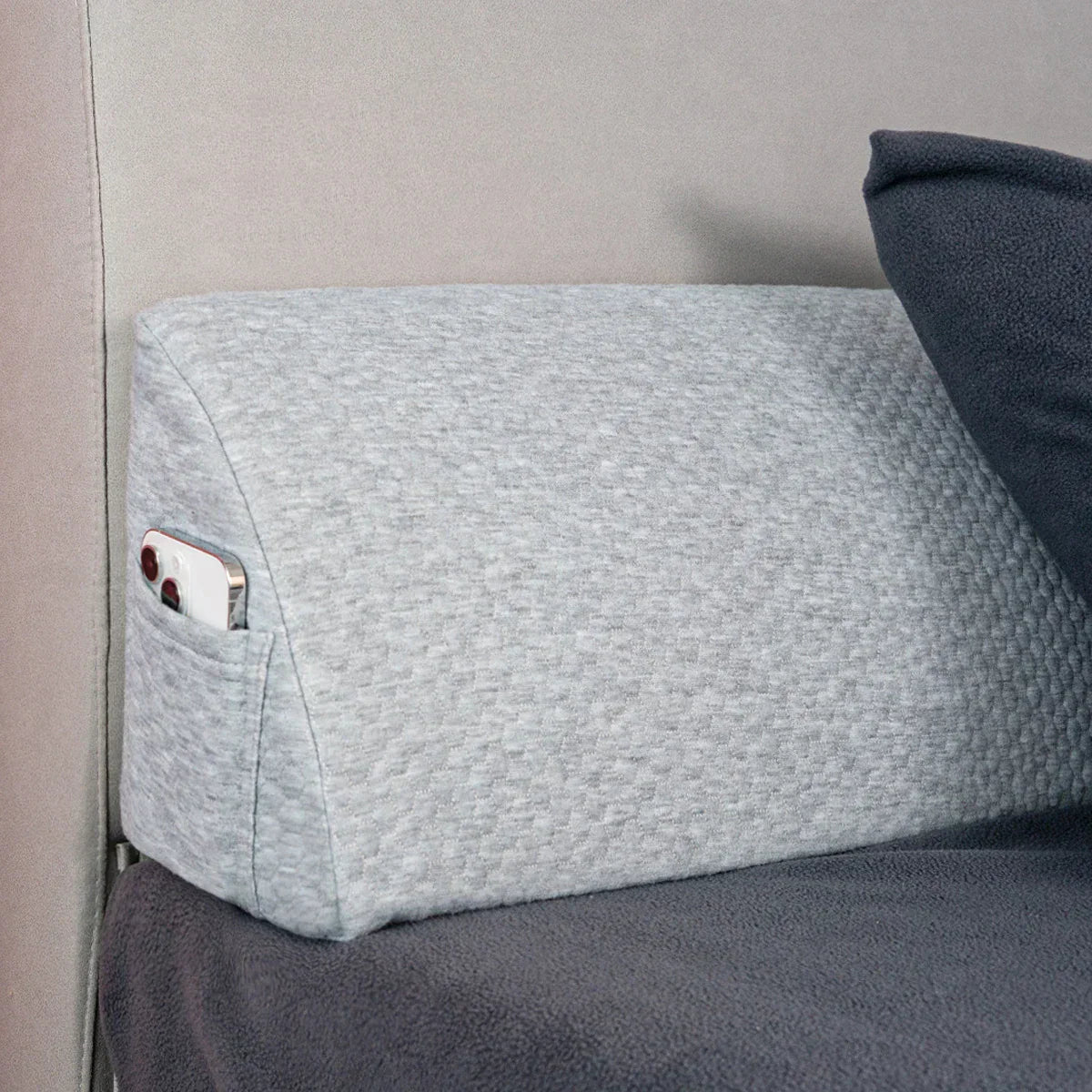 DecorBites™ Bed Wedge Pillow Memory Foam Mattress Gap Filler with 2 Large Side Pockets