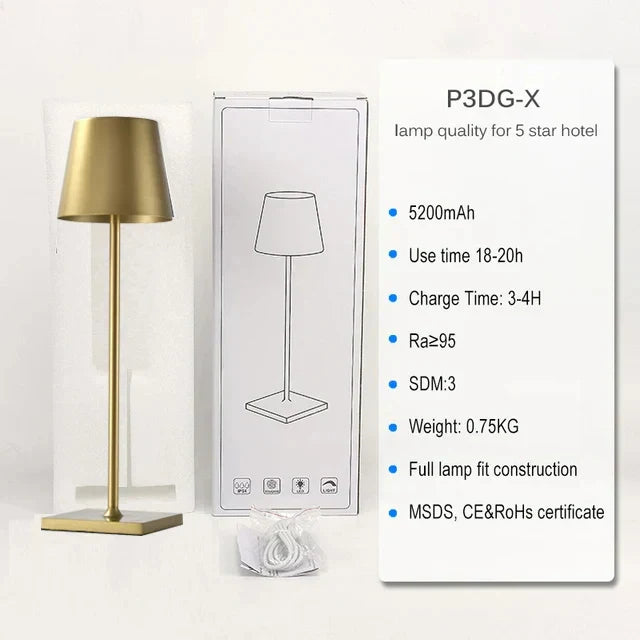 DecorBites™ Crystal LED Rechargeable Table Lamp - Elegant Cordless Hotel Restaurant Bar Light