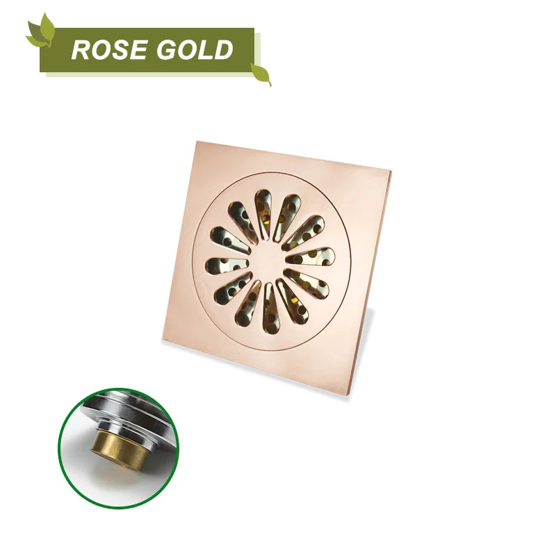 DecorBites™ Brass Square Shower Floor Drain for Kitchen and Bathroom, Insect-proof and Odor-proof