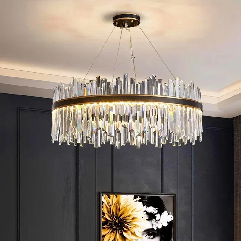 DecorBites™ Crystal Chandelier Pendant Light for Living Room Bedroom Ceiling, Luxury Indoor Lighting