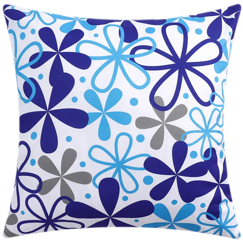 DecorBites™ Blue Floral Cushion Cover 45x45cm for Modern Home Decor & Office Sofa