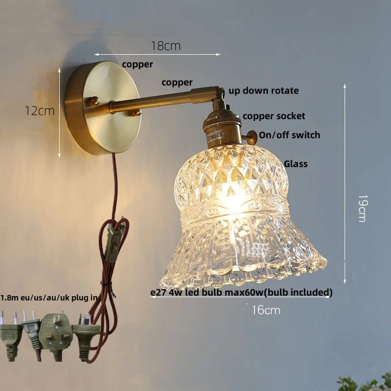 DecorBites™ Amber Flower Glass LED Wall Light Fixture for Kitchen Restaurant Bar