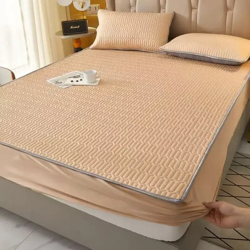 DecorBites™ Cooling Latex Fitted Sheet Set: Soft 3-Layer Mattress Protector for Hot Sleepers