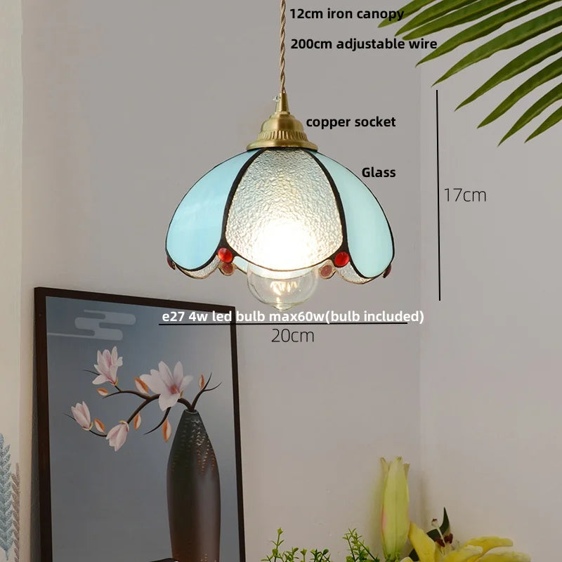 DecorBites™ Blue Glass LED Pendant Lamp: Nordic Modern Hanging Light.