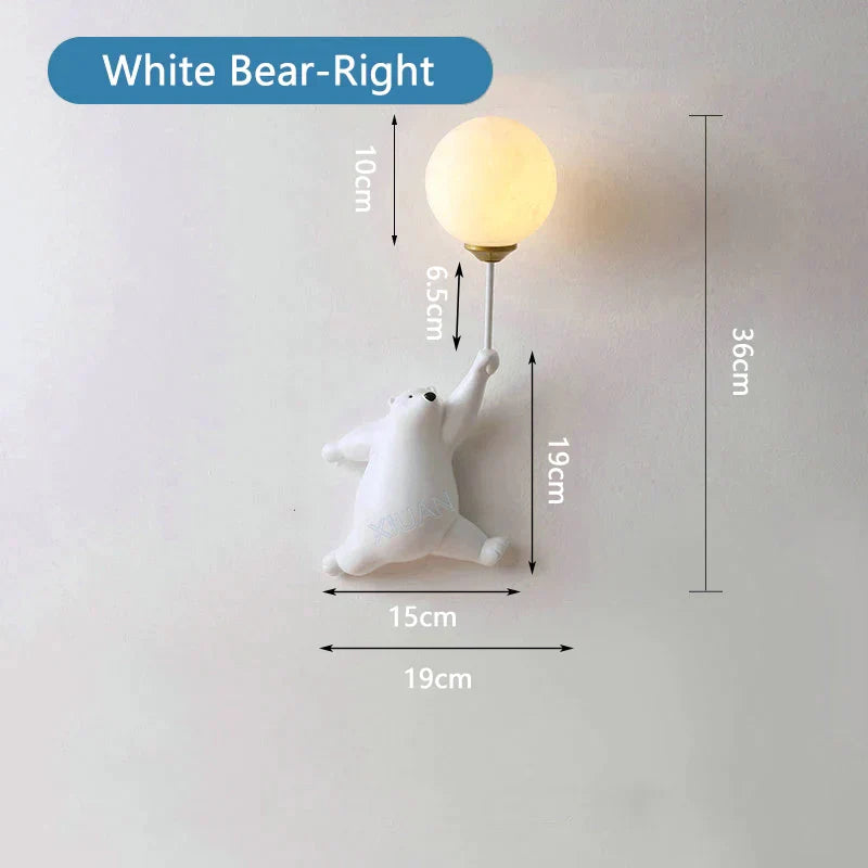 DecorBites™ Kids Bear Moon Wall Lamp | 3D Printed Bedroom Interior Light
