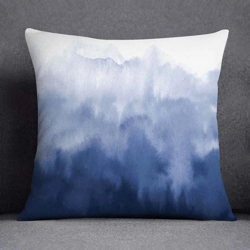 DecorBites™ Blue Geometric Floral Design Pillowcase - Modern Home Decor Cushion Cover