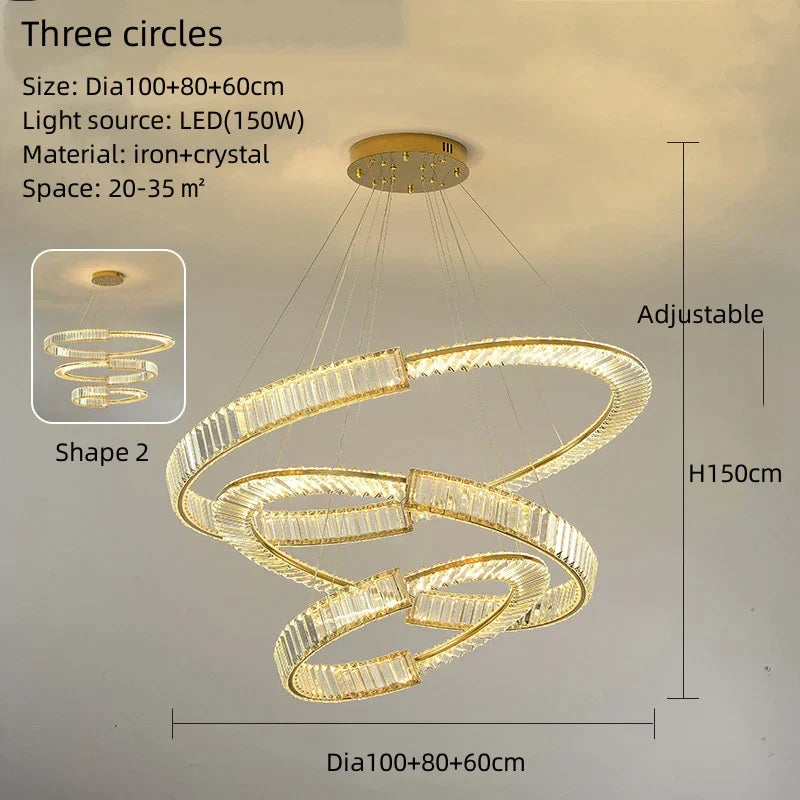 DecorBites™ Crystal LED Pendant Chandelier for Home Decor & Hospitality
