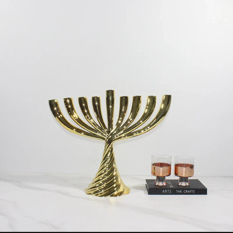 DecorBites™ Gold Geometric Twist Candle Holder Set for Stylish Home Decor