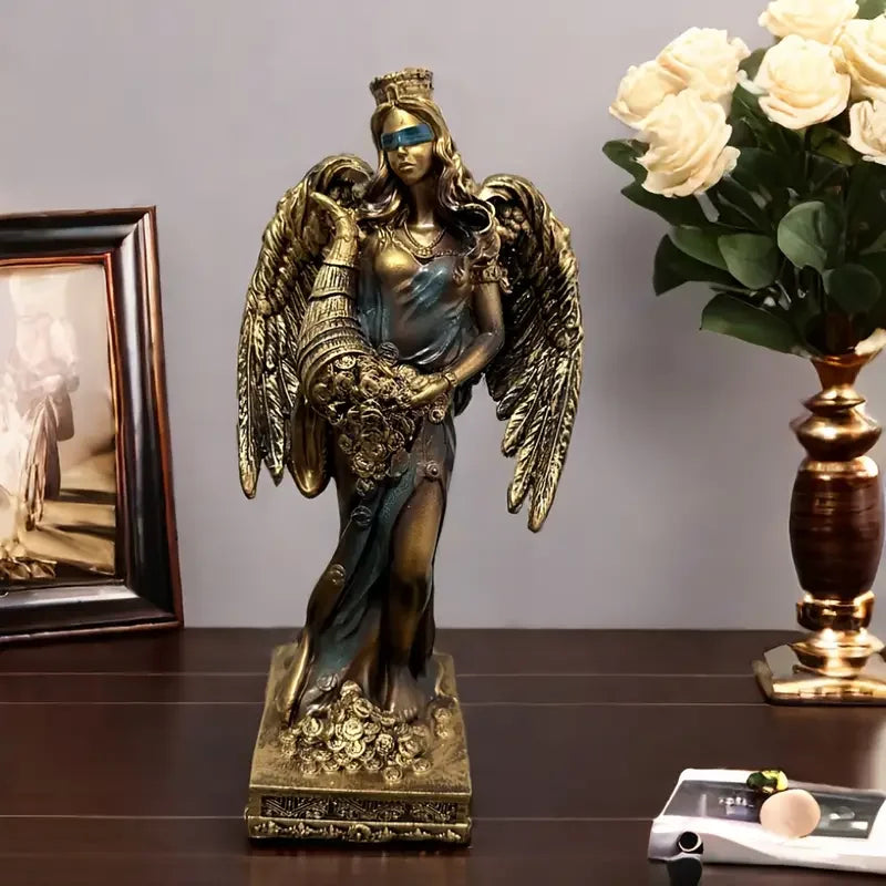 DecorBites™ Greek Goddess Fortune Figurine - Wealth Sculpture Home Office Decor Gift