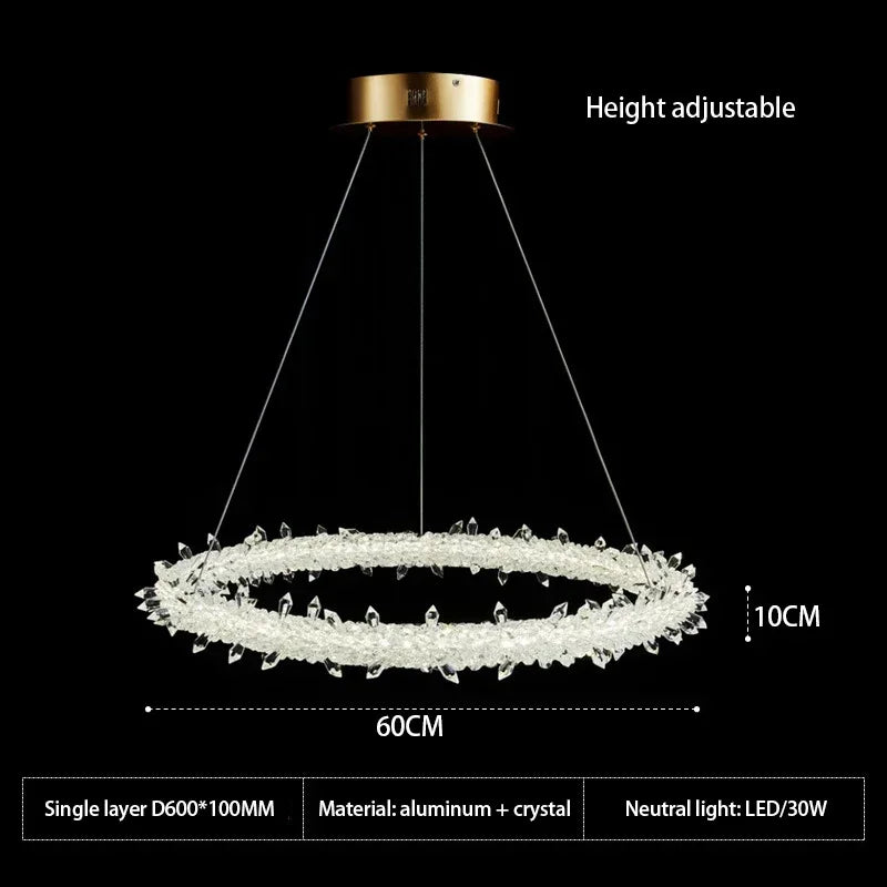 DecorBites™ Crystal Flower LED Chandelier: Elegant Round Pendant Light for Dining & Living Room