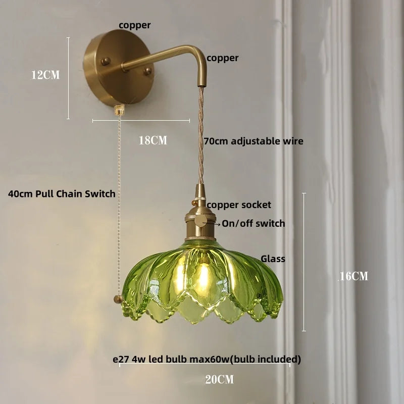 DecorBites™ Green Glass Knob Switch LED Wall Lights for Kitchen, Bedroom, Living Room