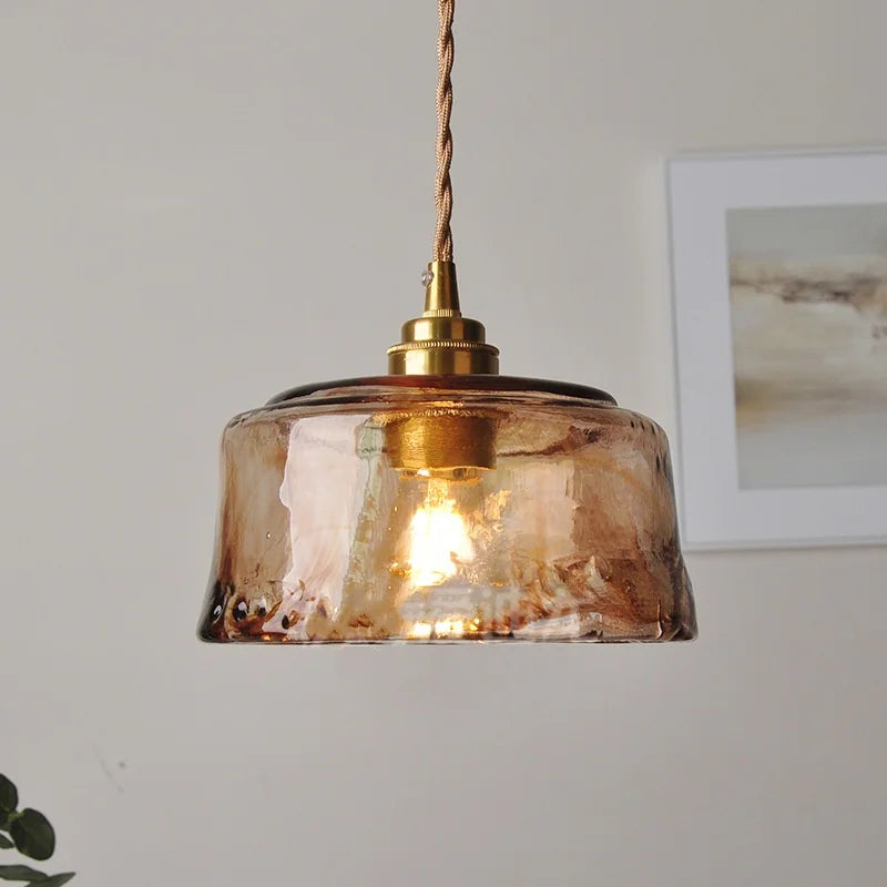 DecorBites™ Amber Glass LED Pendant Lamp with Adjustable Wire for Dining Room and Kitchen