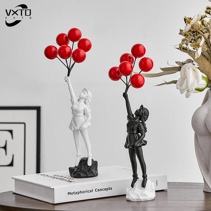 DecorBites™ Balloon Girl Graffiti Statue, Collectible Sculpture, Desk Decor, Home Office Gift