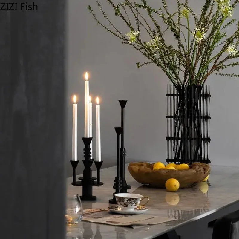 DecorBites™ Frosted Metal Candle Holder for Romantic Dining Table Decor