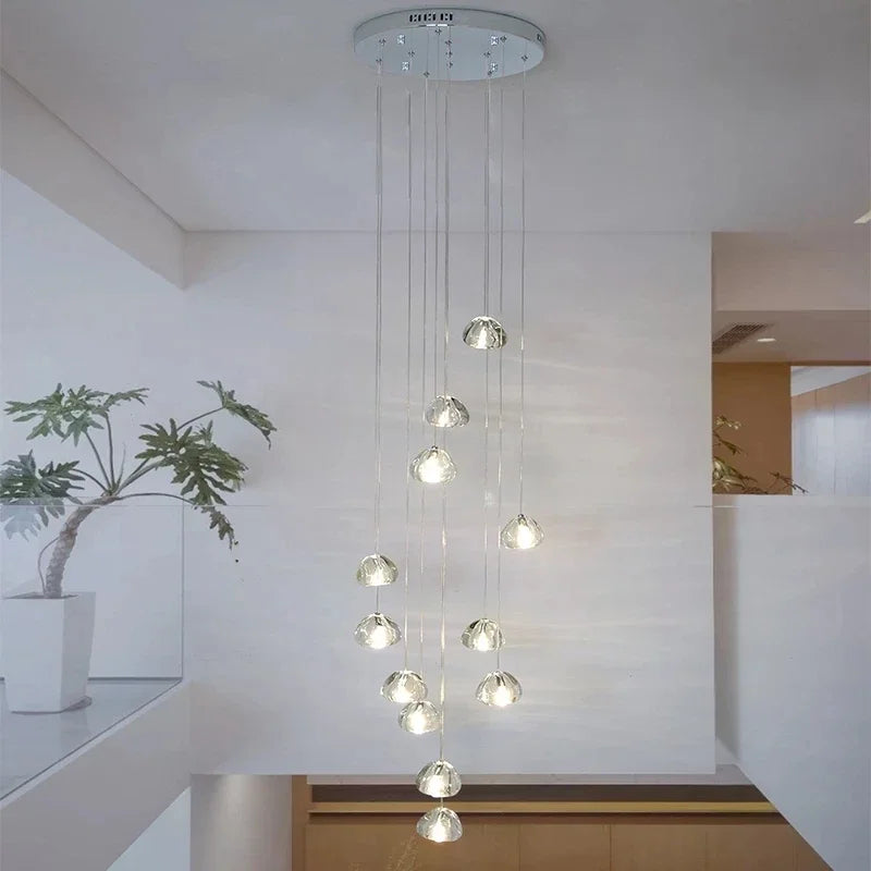 DecorBites™ Crystal LED Chandelier Water Droplet Design Luxury Ball Hanging Lamp
