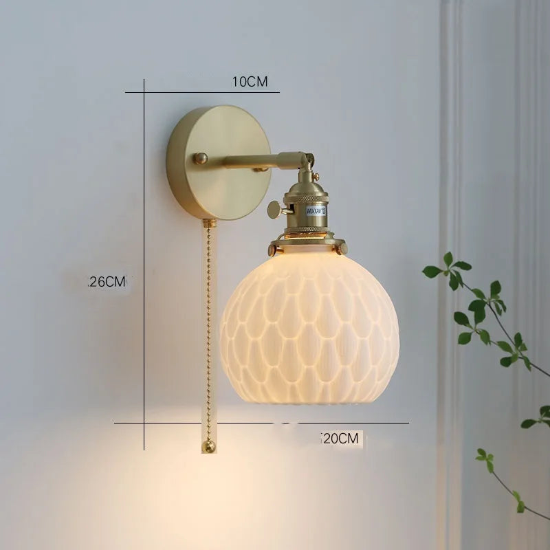 DecorBites™ Ceramic LED Wall Sconce: Modern Copper Indoor Luminaria for Bedroom, Mirror, Stairway