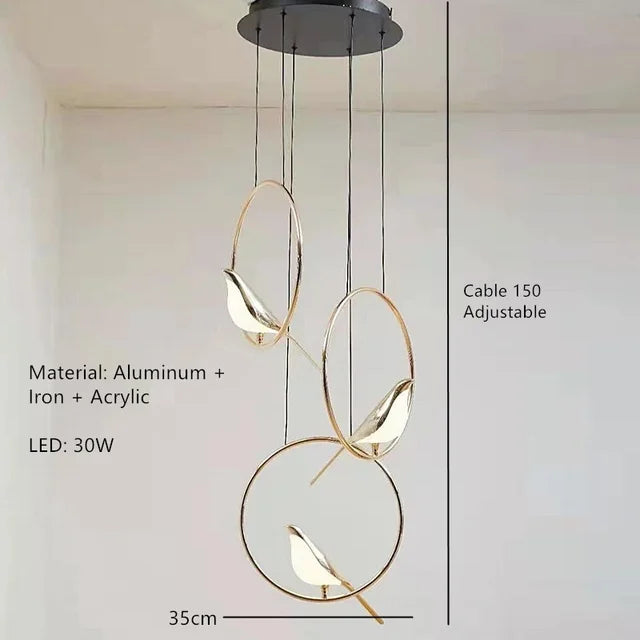 DecorBites™ LED Magpie Bird Pendant Light Chandelier - Modern Decor for Living & Dining Room