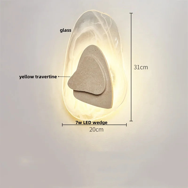 DecorBites™ LED Stone Clock Wall Lamp Sconce, Modern Nordic Yellow Cave Bathroom Mirror Light