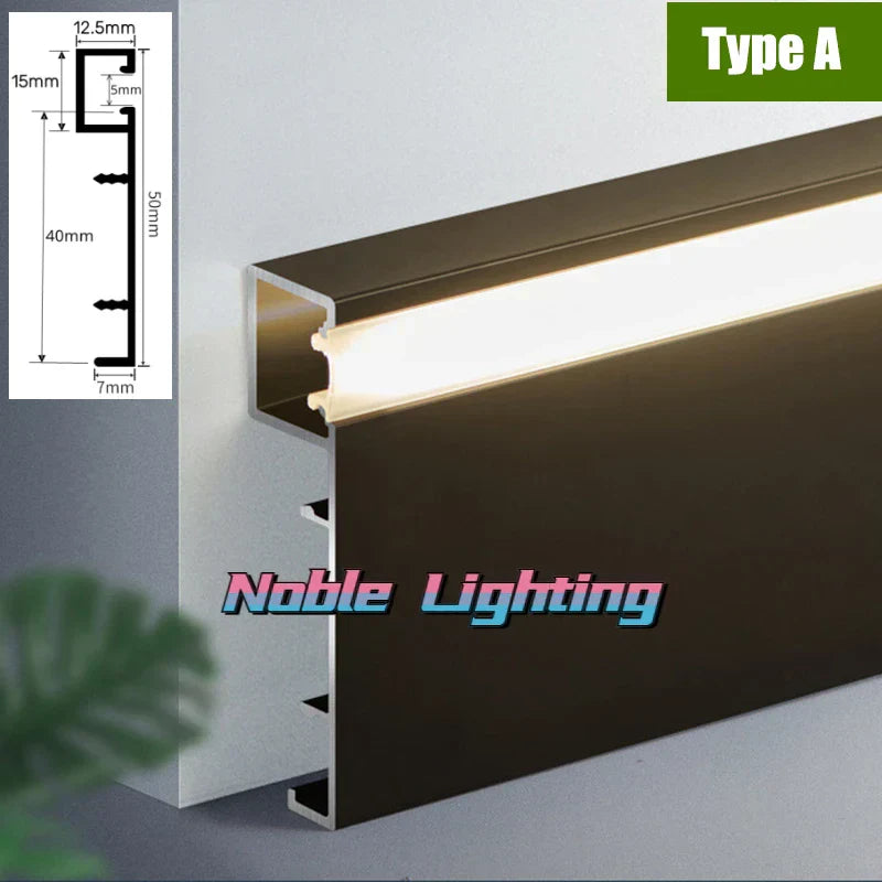 DecorBites™ 5cm LED Aluminium Profile Baseboard for Surface Mounted Linear Lighting