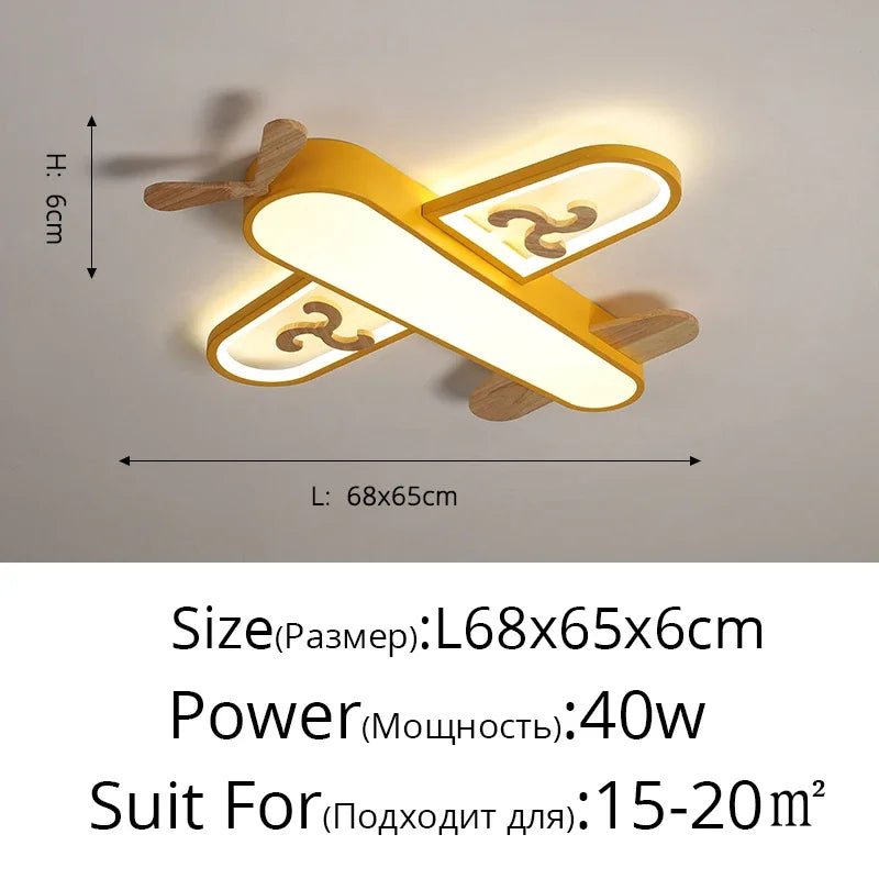 DecorBites™ Kids LED Wood Ceiling Light in Yellow & Blue - Minimalist Design