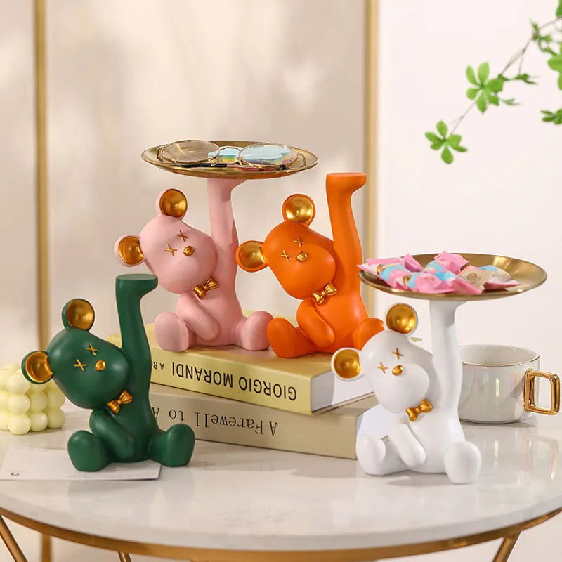 DecorBites™ Bear House Entry Tray Keys Receiver Storage Figurines