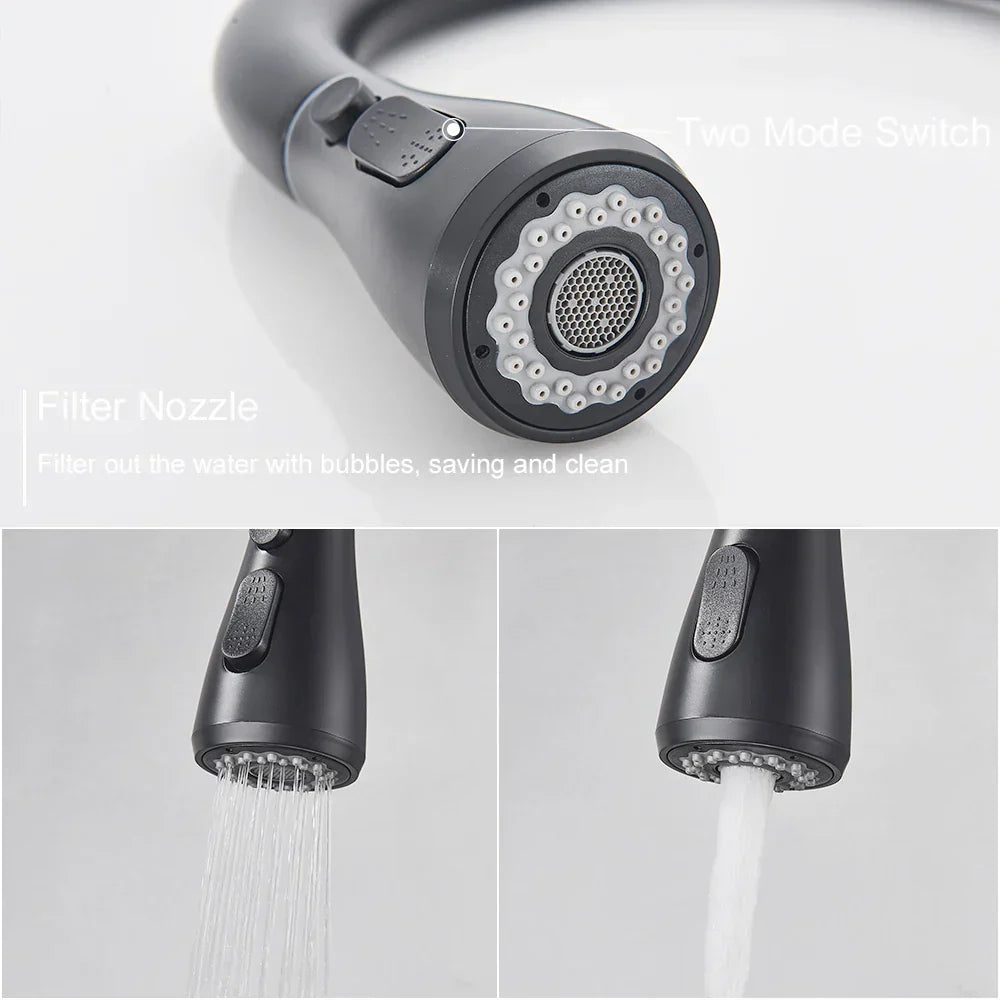 DecorBites™ Black Pull Out Kitchen Sink Faucet - Deck Mounted Stream Sprayer Kitchen Mixer Tap