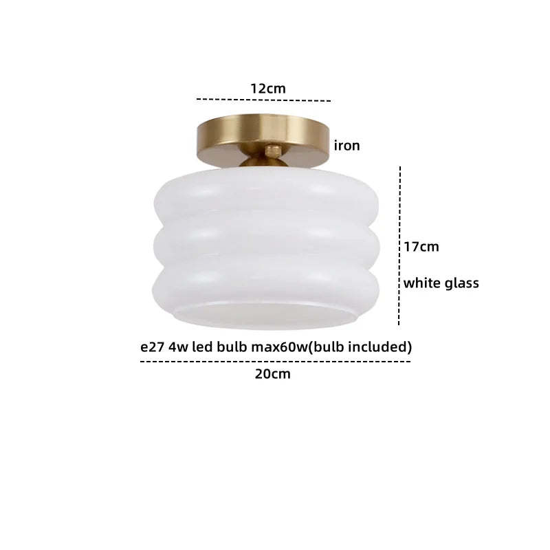DecorBites™ Creamy Glass Iron LED Ceiling Light - Modern Indoor Lighting Fixtures