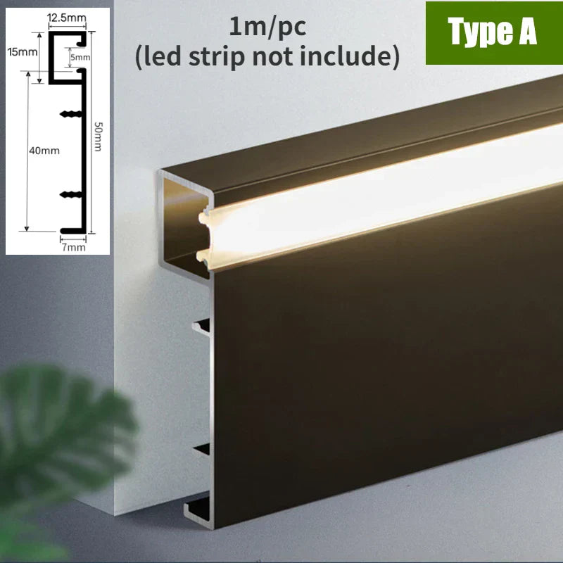 DecorBites™ 5cm LED Aluminium Profile Baseboard for Surface Mounted Linear Lighting