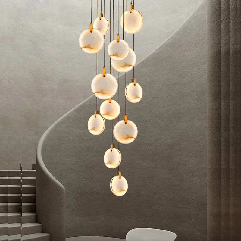 DecorBites™ 2025 Art Deco Marble Golden Lustre LED Chandelier Lighting