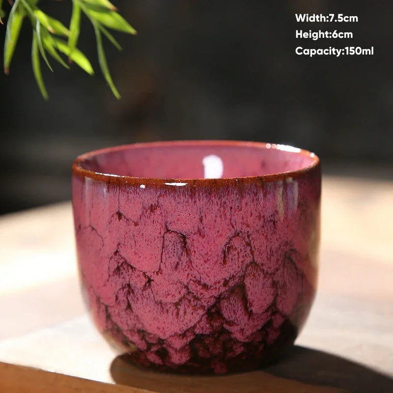 DecorBites™ Japanese Kiln Transformation Ceramic Tea Cup Espresso Coffee Mug Pottery Kung Fu Teacup