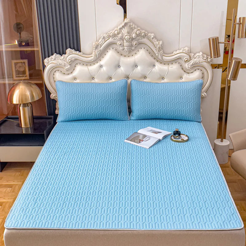 DecorBites™ Cooling Latex Summer Mat Set with Rayon Quilted Sheet & Pillowcase