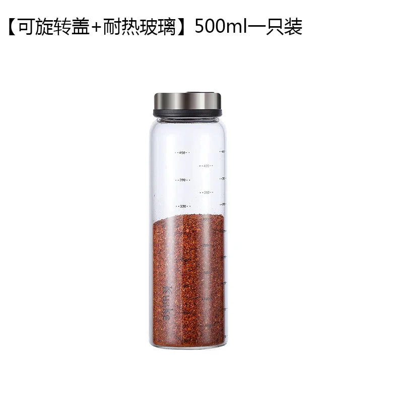DecorBites™ Glass Seasoning Can Salt Sesame Pepper Spice Shaker with Rotary Lid