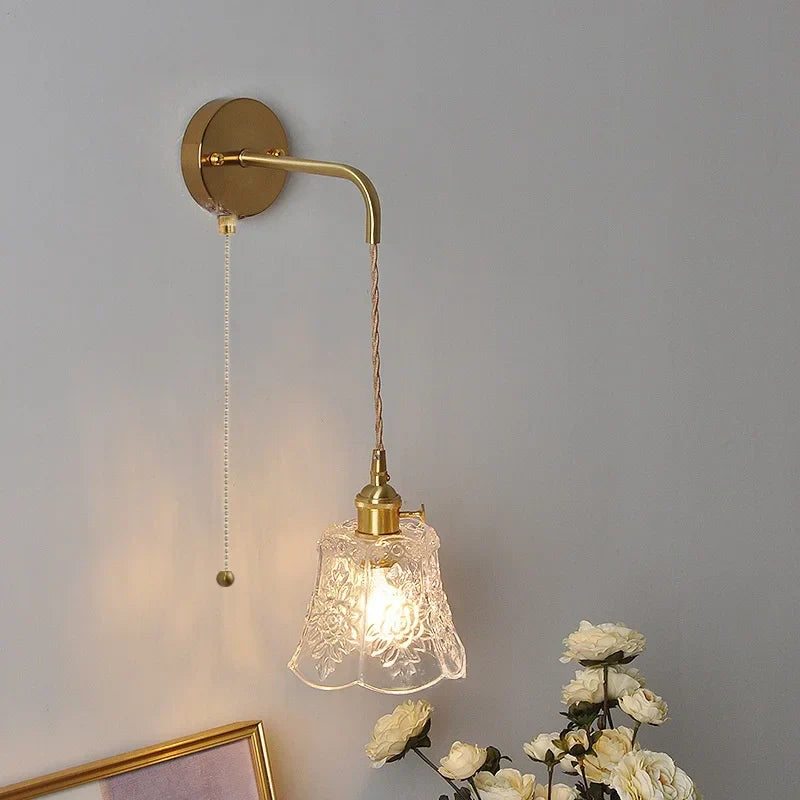 DecorBites™ Glass Clear LED Wall Light Fixture, Modern Copper Wall Lamp