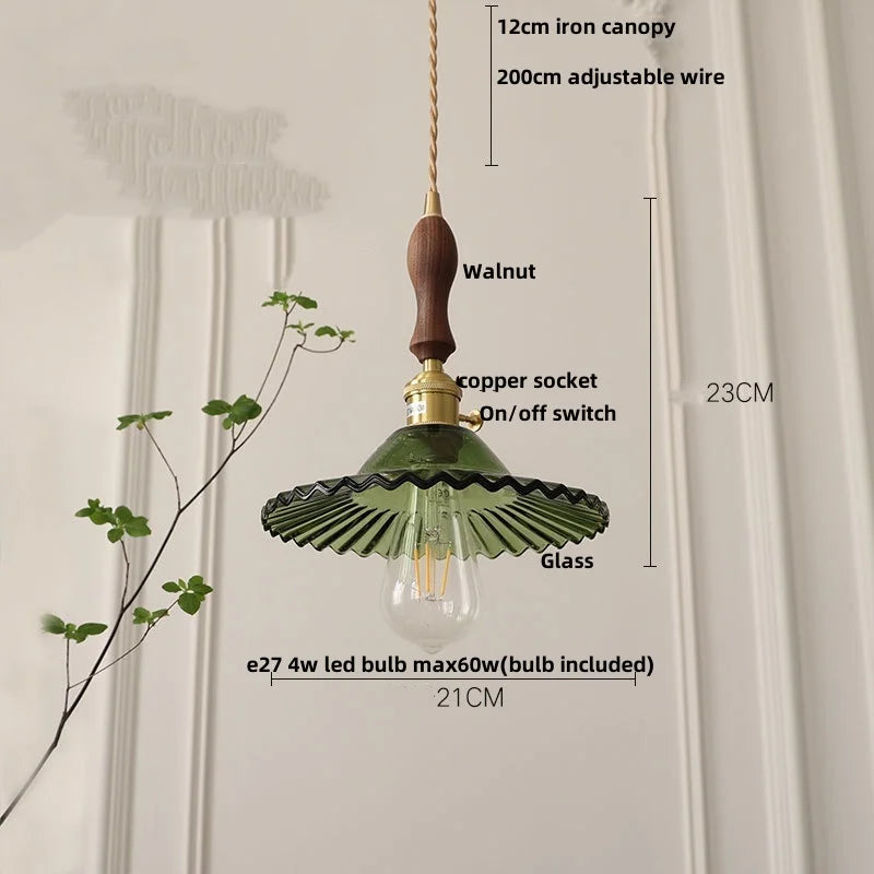DecorBites™ Green Flower Glass Pendant Light - Modern Kitchen Bar Restaurant Hanging Lamp