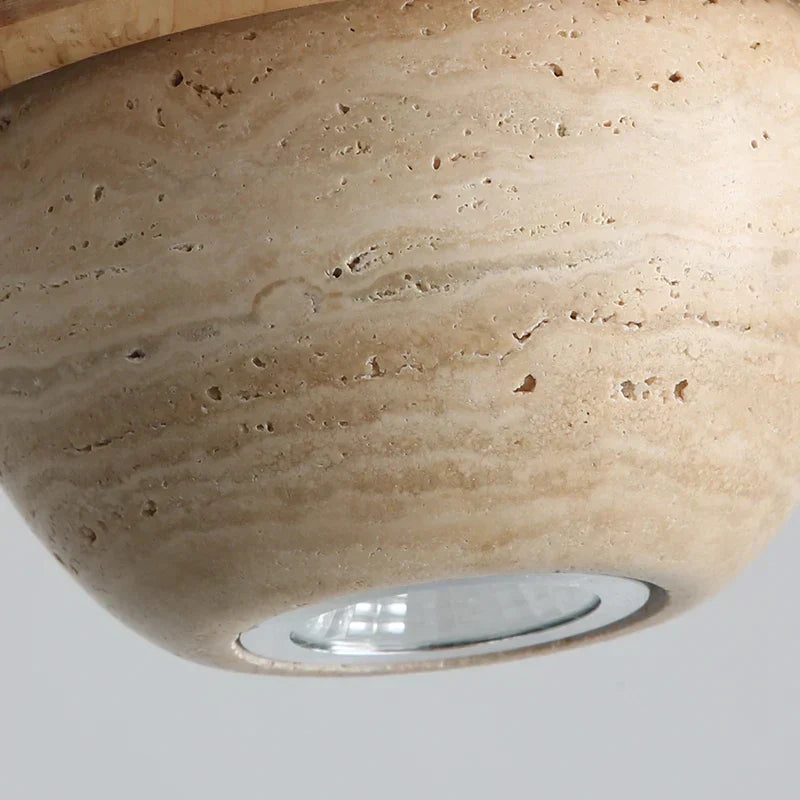 DecorBites™ LED Pendant Lights Wood Home Decor Yellow Stone Globe Hanging Lamp