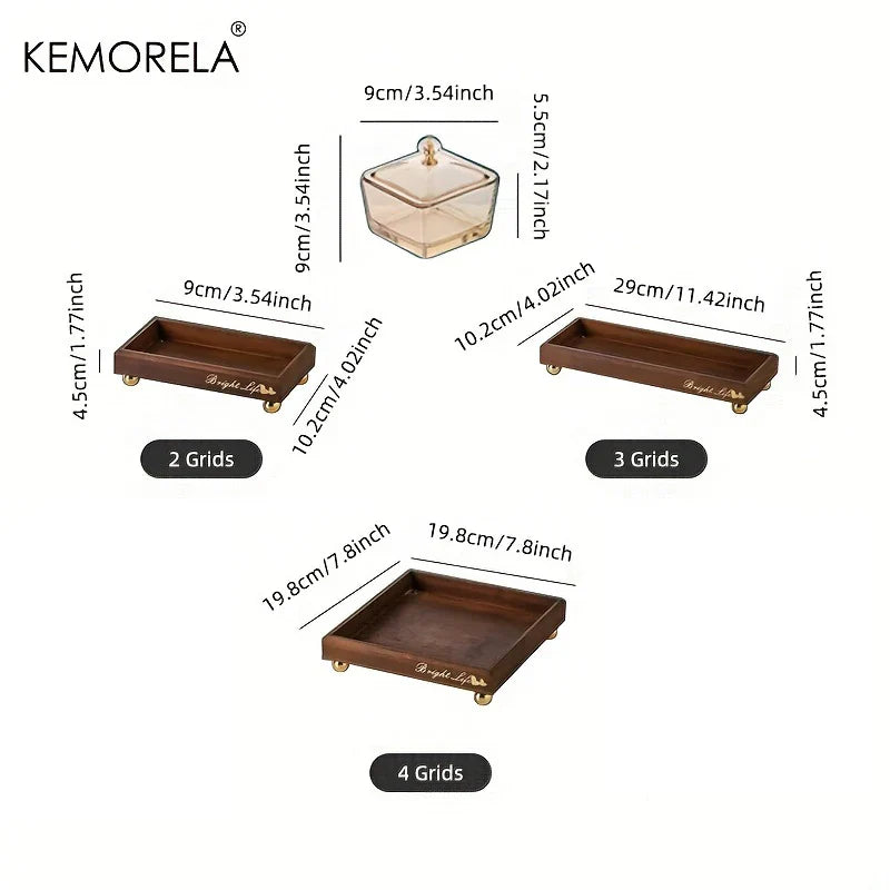 DecorBites™ Light Luxury Glass Fruit Plate with Bamboo Wood Compartment
